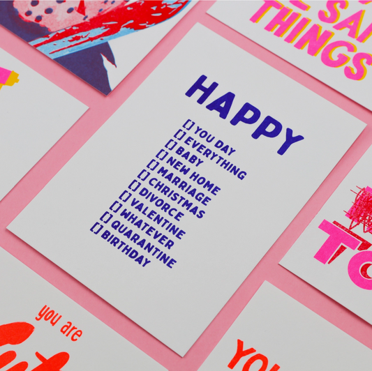 Joyeux anniversaire quelle que soit la carte postale Risograph