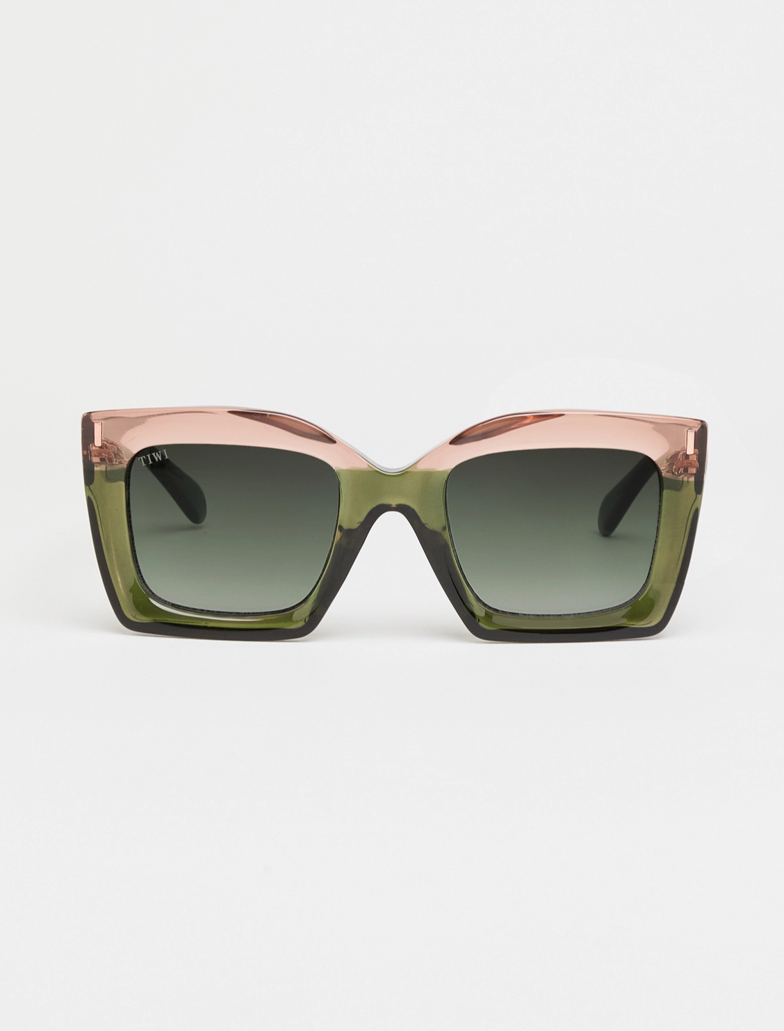 Lunettes de soleil bicolores vert/rose avec verres dégradés verts