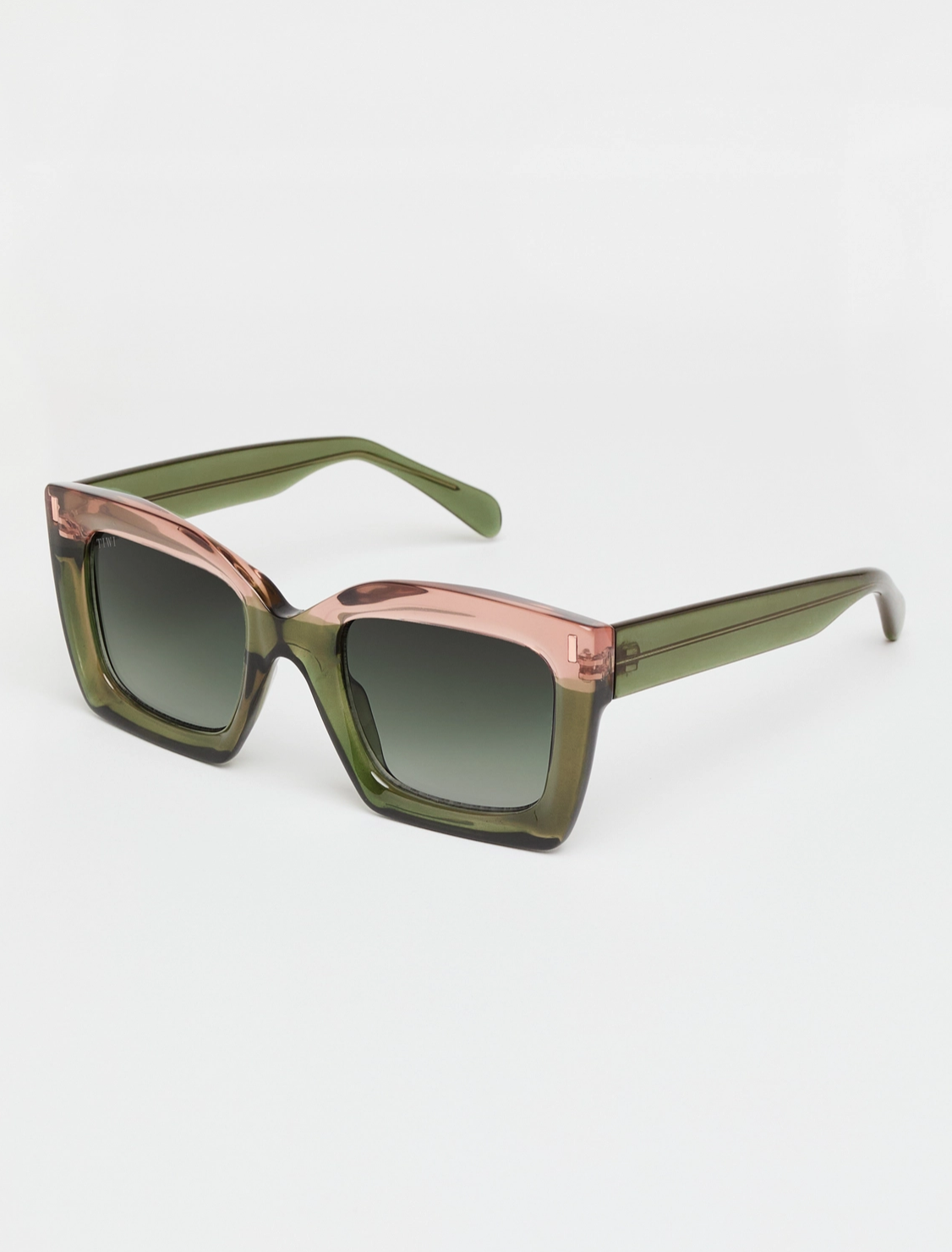 Lunettes de soleil bicolores vert/rose avec verres dégradés verts